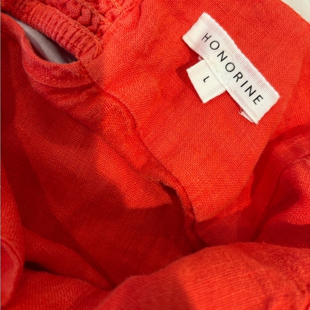 Honorine Red Linen Tiered Mini Dress Large Spaghetti Strap Summer Sundress Nwt — image 8 of 8